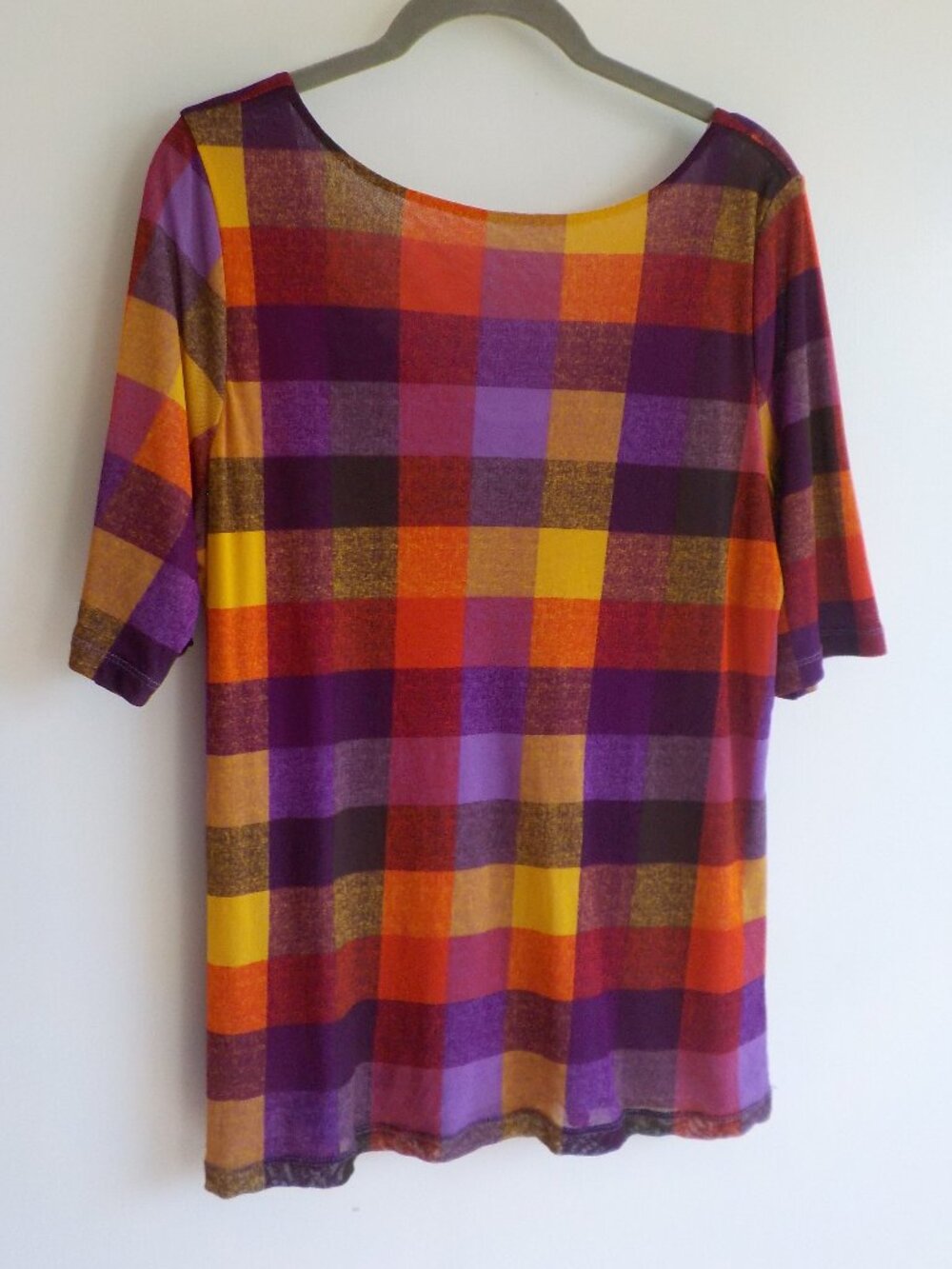 Liz Claiborne Blouse - Large - Bright Multicolor Blocked Short Sleeve (2467)